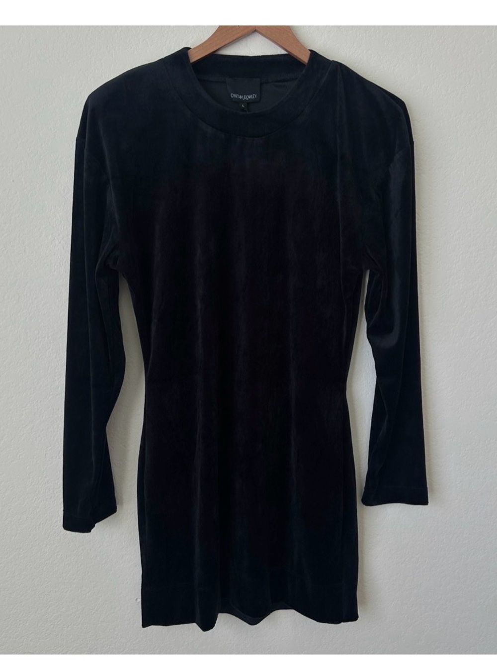 Cynthia Rowley Black Long Sleeve Velvet Dress
